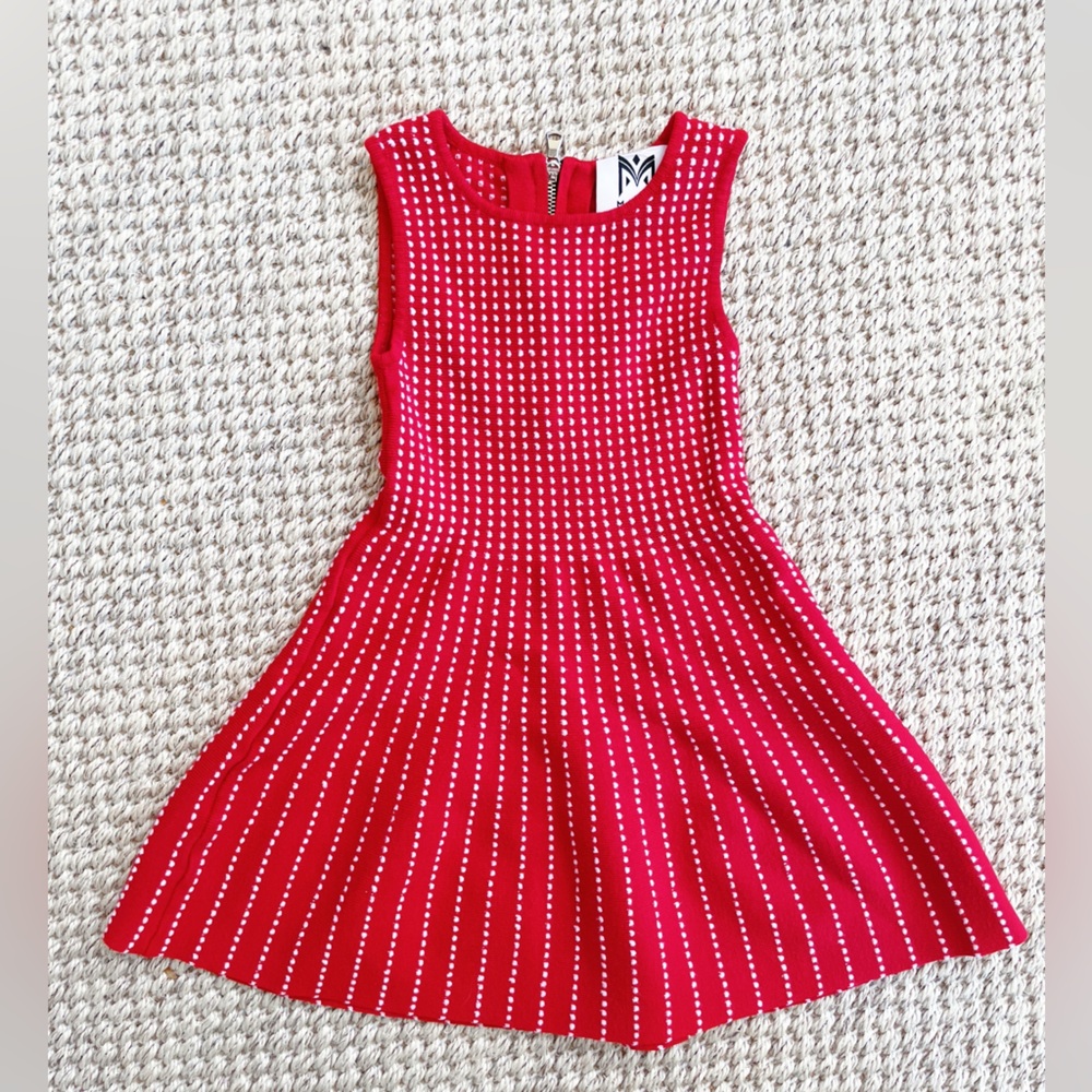 Milly Minis Red Stretch A line Dress with white polka dots - back zipper 2T - Picture 2 of 5
